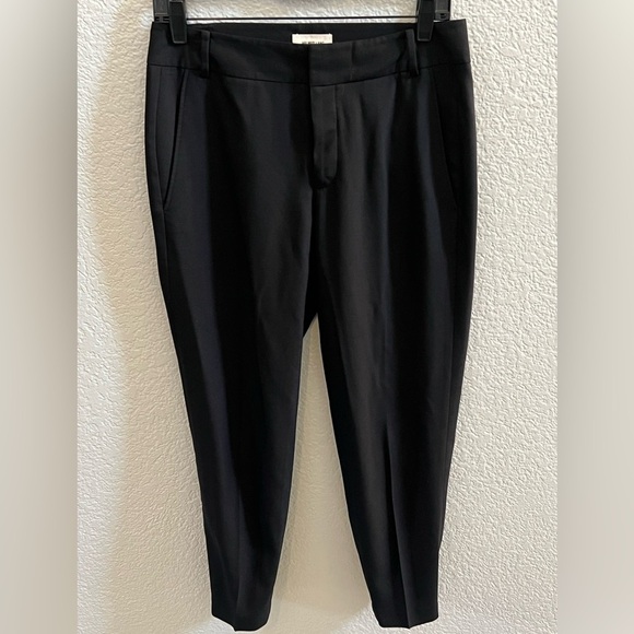 Helmut Lang Black Elastic Leg Relaxed Wool Cropped Pants Size 0 - Picture 1 of 8